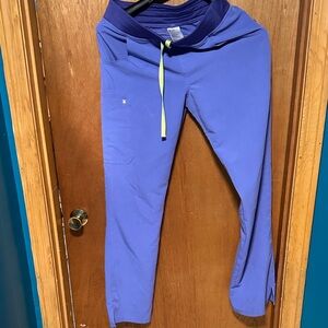 FPurple Scrub Pants with Navy Waistband